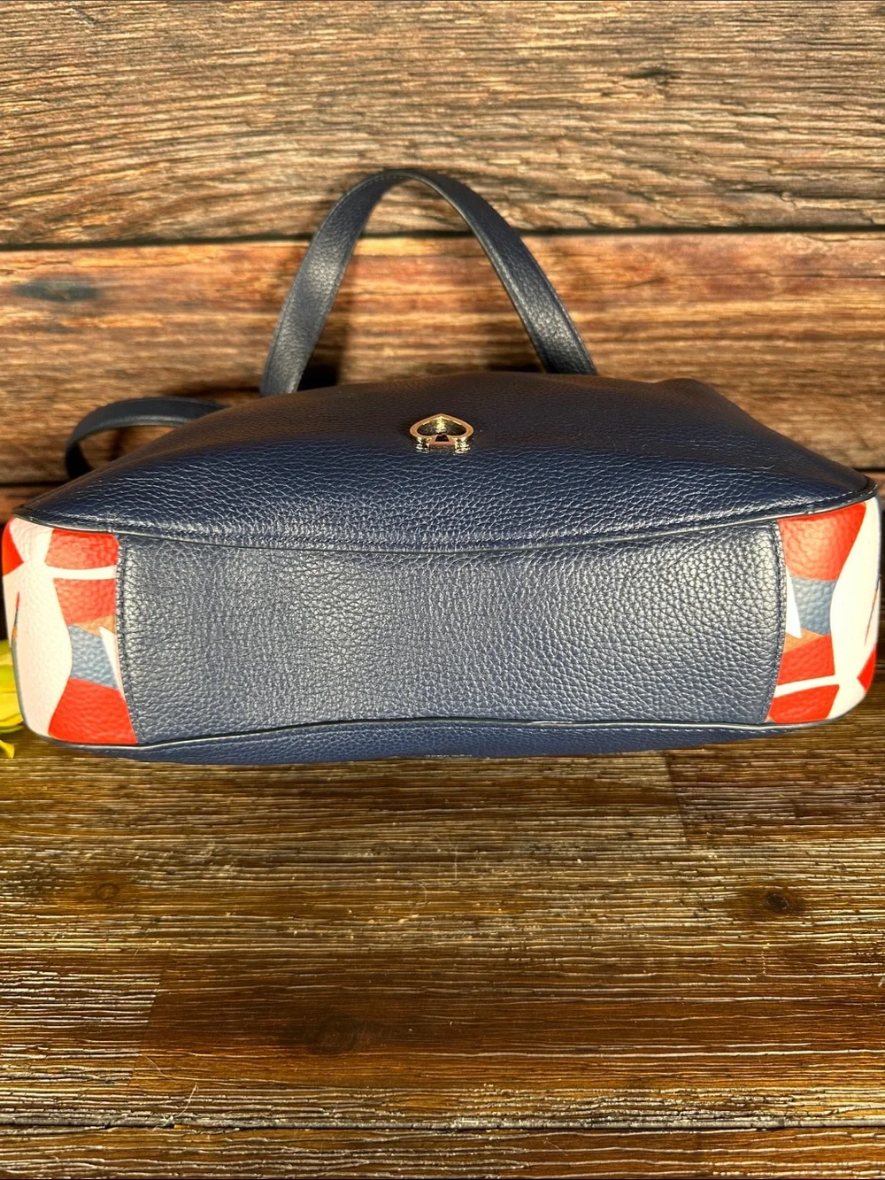 Kate Spade Kailee Tropical Toss shoulder bag in Navy Blue with Colorful pattern
